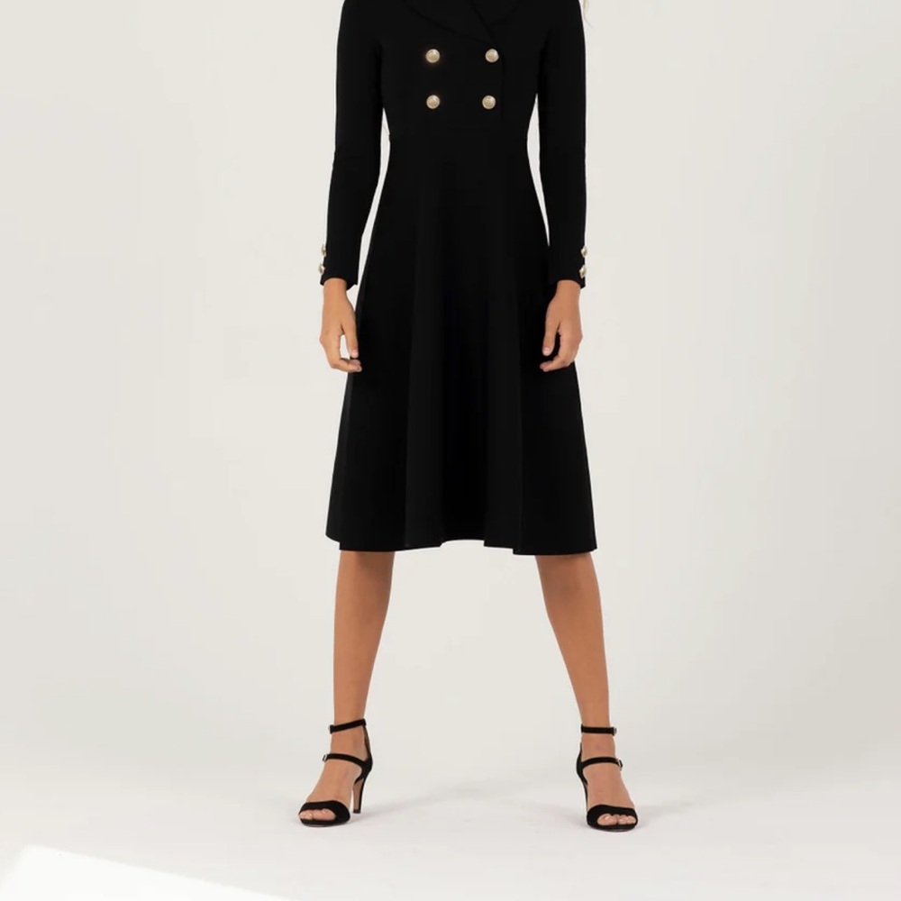 Aleeza Paris Elegant Black Double-Breasted Dress - Picture 3 of 5